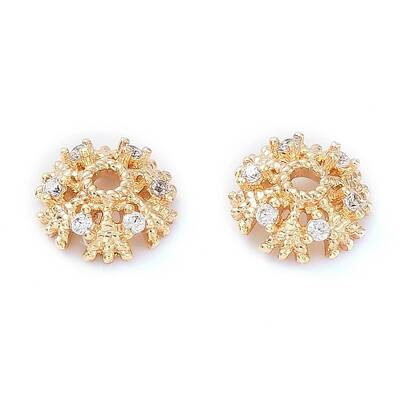 Rack Plating Brass Cubic Zirconia Bead Cap