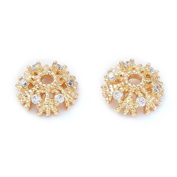 Rack Plating Brass Cubic Zirconia Bead Cap