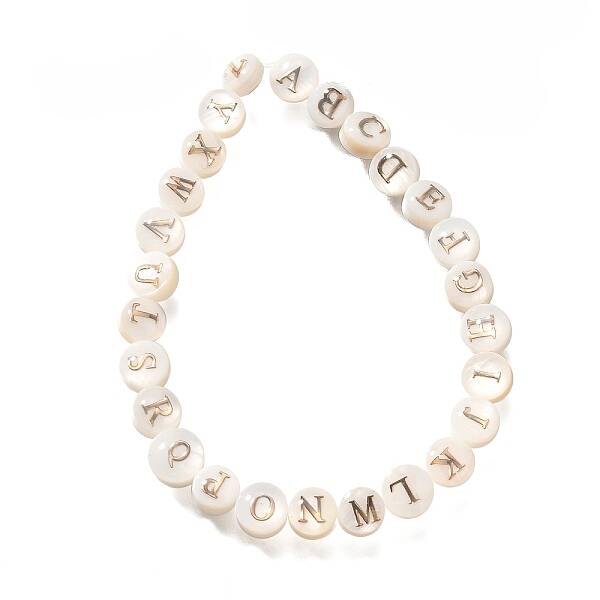 26Pcs 26 Styles Natural White Shell Disc Beads with Brass Slices