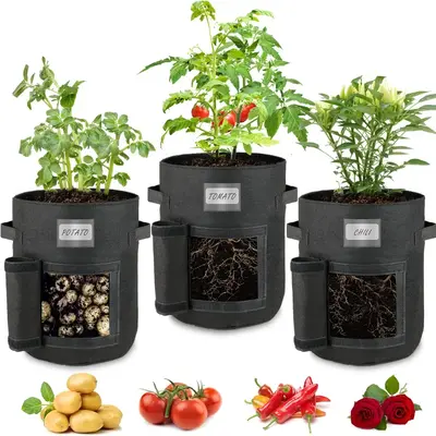 Potato Grow Bag, Vegetable Planting Bag, Breathable Mesh Grow Bag with Reinforced Handle, Summer Essentials, Garden Pots & Pl...