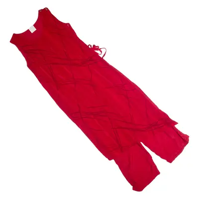 Wrap Overlay Womens Jumpsuit Red 90s Wide-Leg Viscose M
