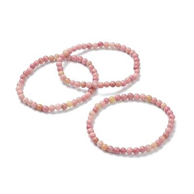 Natural Wood Lace Stone Beaded Stretch Bracelets