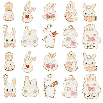 50Pcs 10 Styles Alloy Enamel Pendants