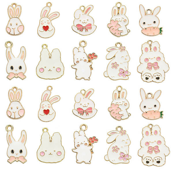 50Pcs 10 Styles Alloy Enamel Pendants