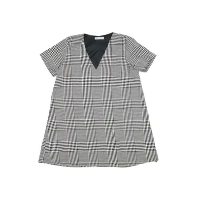ZARA Shift Dress White Houndstooth Short Sleeve Short Womens UK 12