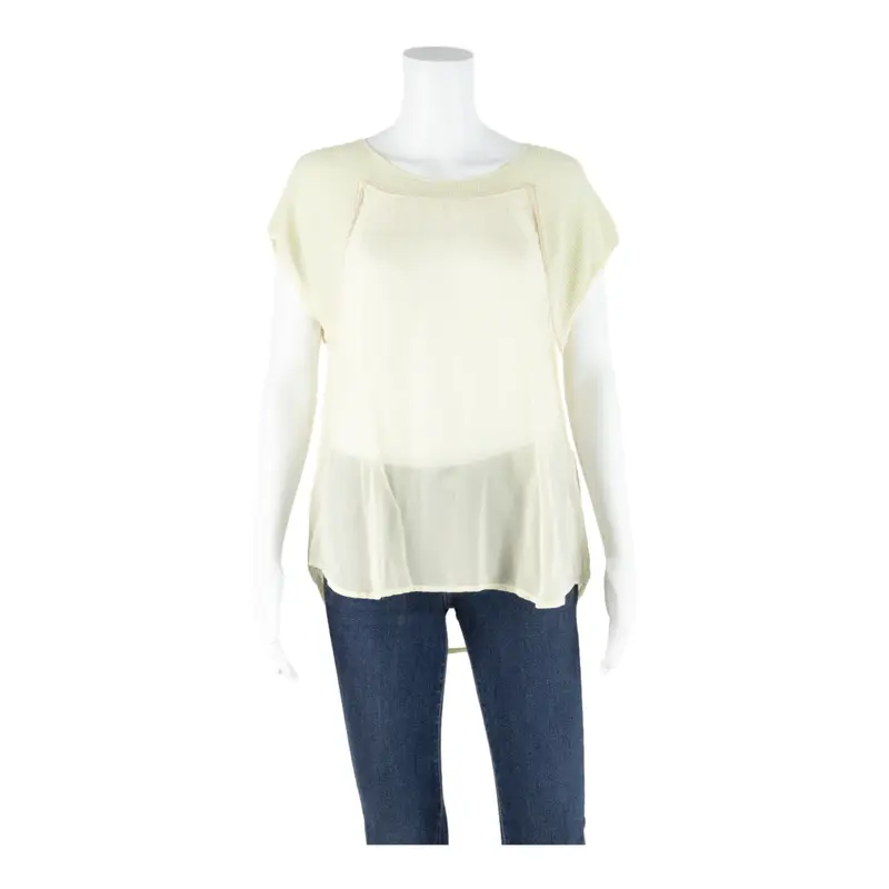 CUSTOMMADE Womens Top Beige Silk M