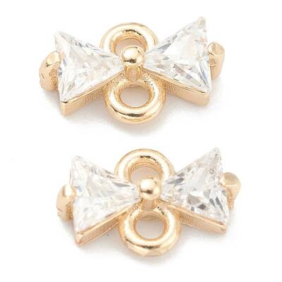 Brass Clear Cubic Zirconia Links Connectors