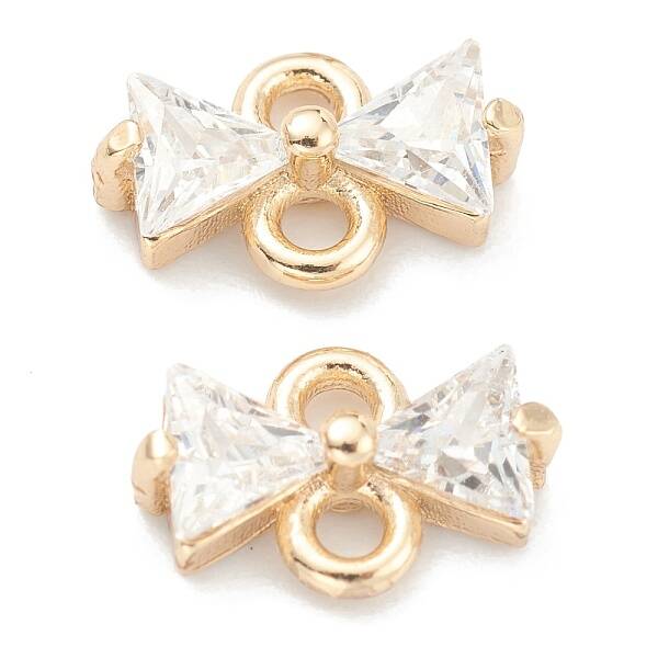 Brass Clear Cubic Zirconia Links Connectors