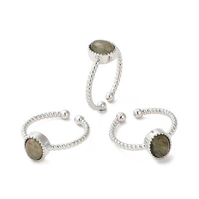 Natural Labradorite Open Cuff Ring