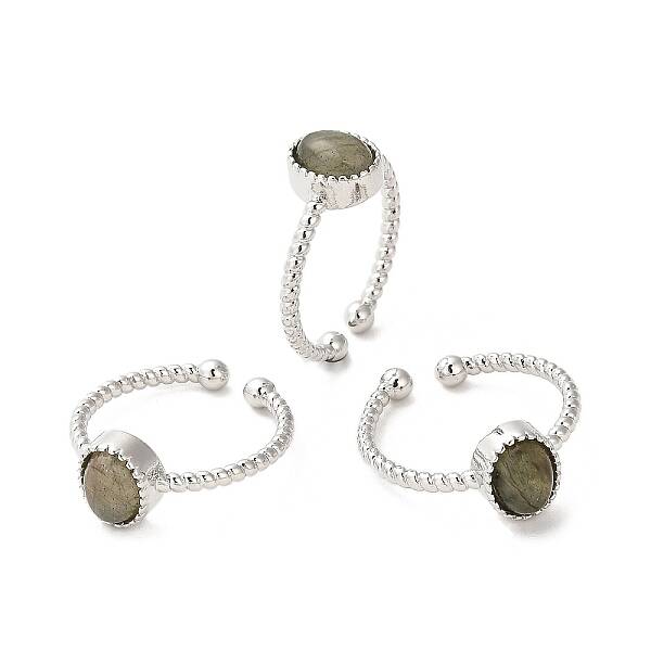 Natural Labradorite Open Cuff Ring