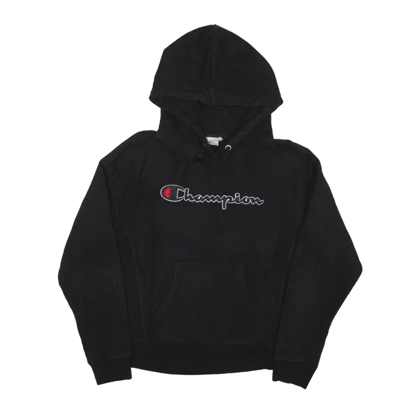 CHAMPION Reverse Weave Hoodie Black Pullover Womens S
