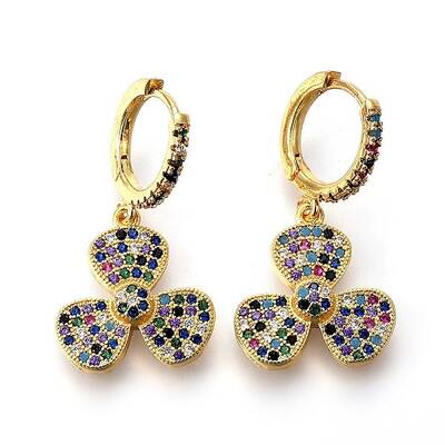 Brass Dangle Hoop Earrings