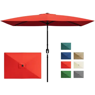 Garvee 10' x 6.5' Rectangular Patio Umbrella – 6 Sturdy Ribs Outdoor Sun Shade Parasol with Crank & Push Button Tilt, UV Pr...