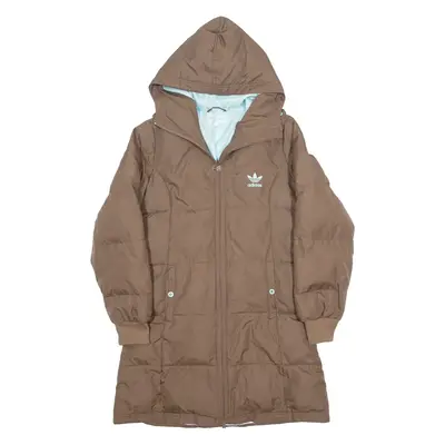 ADIDAS Insulated Womens Puffer Coat Brown Hooded UK 12