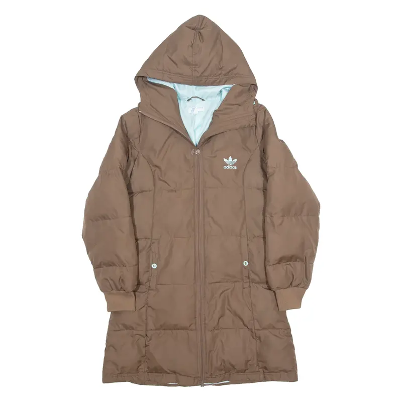 ADIDAS Insulated Womens Puffer Coat Brown Hooded UK 12