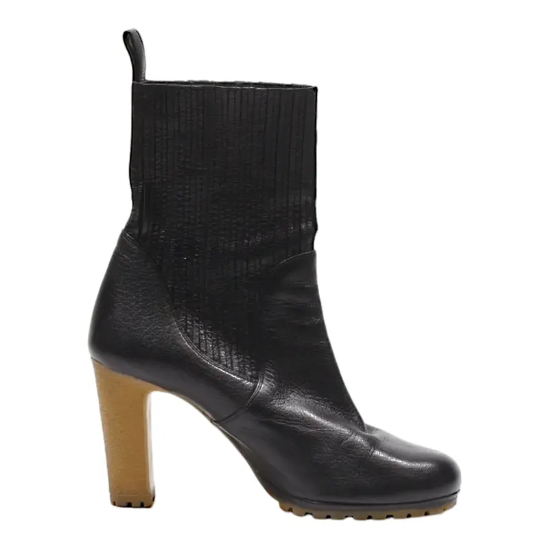 GUCCI Ankle Boots Black Leather Womens UK 4.5