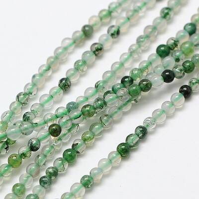 Natural Moss Agate Bead Strands