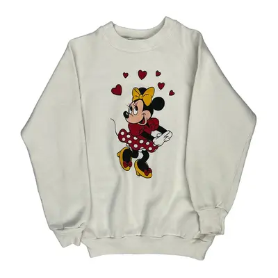 Minnie Mouse Disney Graphic Sweatshirt - Small Cream Polyester Blend