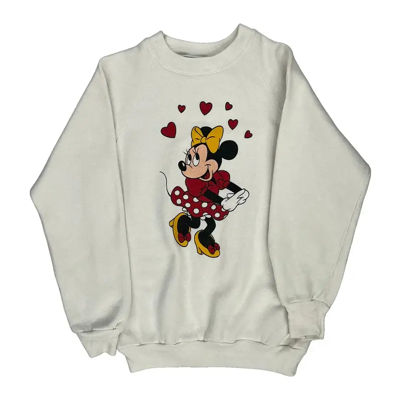 Minnie Mouse Disney Graphic Sweatshirt - Small Cream Polyester Blend