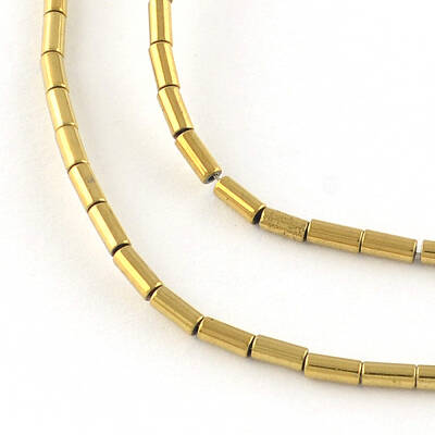 Column Electroplated Non-magnetic Synthetic Hematite Beads Strands