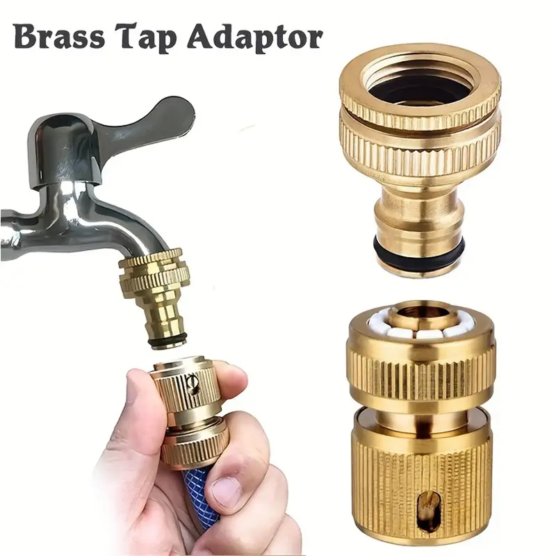 Garden Hose Tap Connectors Set, 1 Set Hose Tap Connector for Summer, Brass Garden Hose Fitting and Adapter Water Hose Conn...