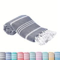 Turkish Beach Towel, 1 Count Soft Breathable Quick Drying Towel, Light Weight Towel for Travel, Swimming, Fitness, Bathroom a...