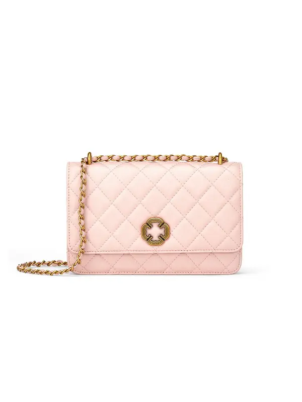 Smting Four-Leaf Clover Clasp quilted golden chain bag