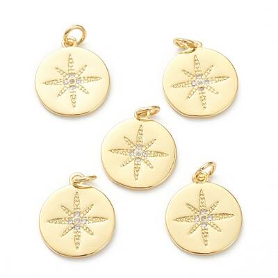 Brass Micro Pave Clear Cubic Zirconia Pendants