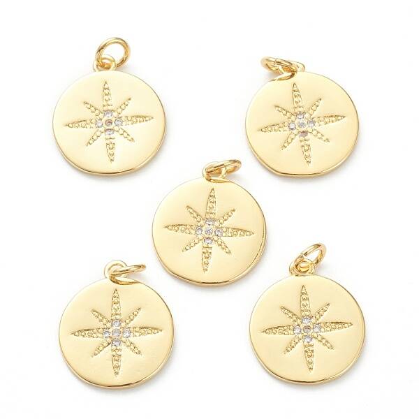Brass Micro Pave Clear Cubic Zirconia Pendants