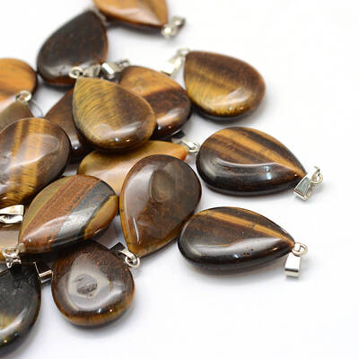 Teardrop Natural Tiger Eye Pendants