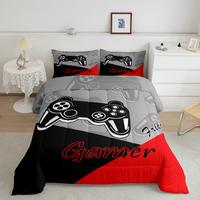 Gaming Comforter Set, Multiple sizes ,Video Game Bedding Sets,Reversible Game Controller Duvet Set,Gamepad Black Red Blue Gre...
