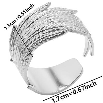 Non-Tarnish Minimalist Wheat 304 Stainless Steel Cuff Rings