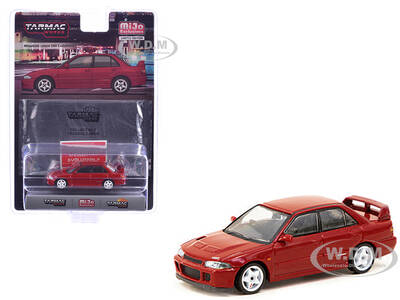 Mitsubishi Lancer GSR Evolution II RHD (Right Hand Drive) Red with Tarmac Cards Global64 Series 1/64 Diecast Model by Tarmac ...