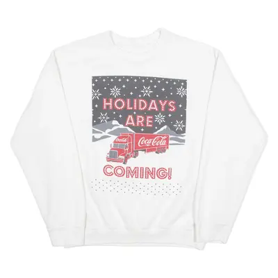 COCA COLA Christmas Mens Sweatshirt White Crew Neck M