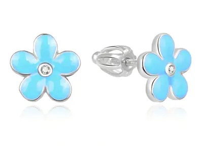 Beneto AGUP1833S Silver Flower Earrings