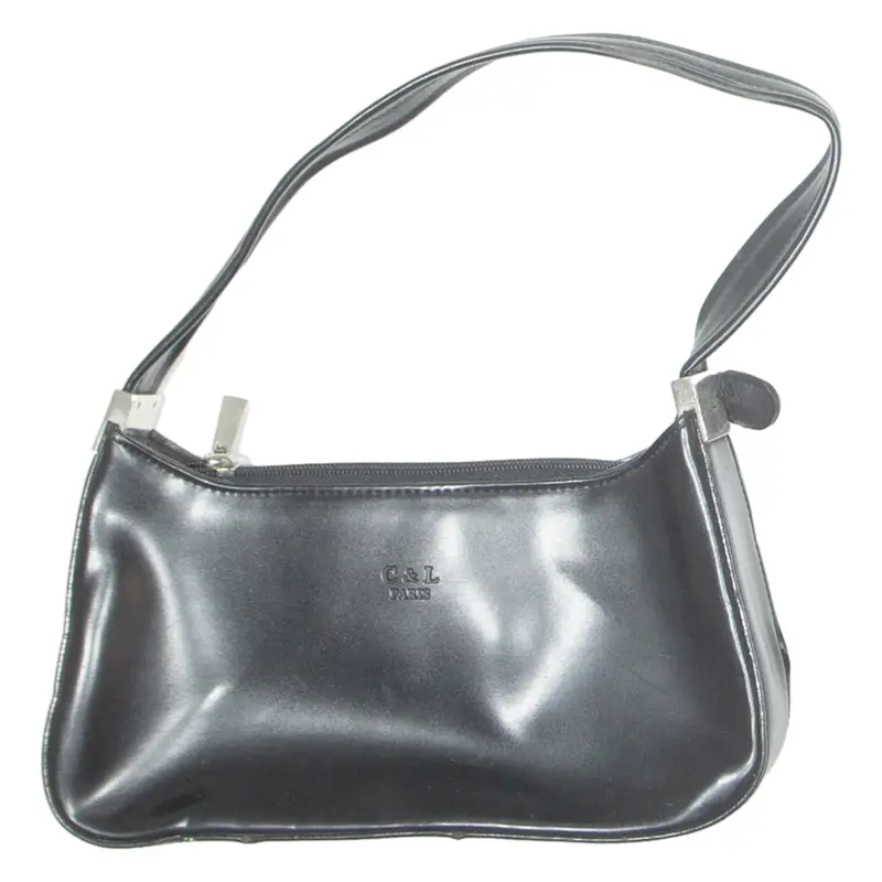 C&L Womens Handbag Black Leather