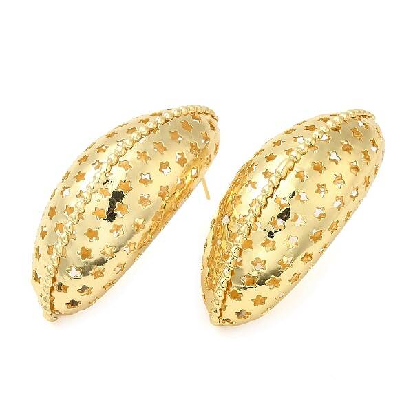 Rack Plating Brass Bean with Star Stud Earrings