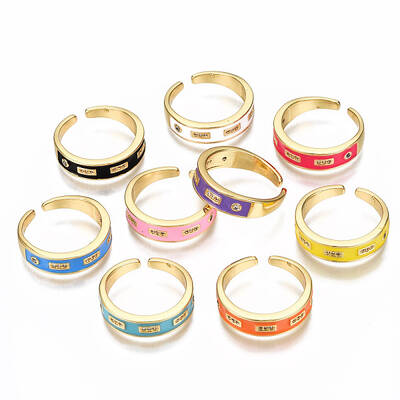 Brass Micro Pave Clear Cubic Zirconia Cuff Rings