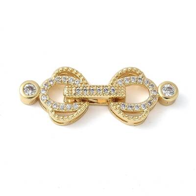 Brass Pave Clear Cubic Zirconia Fold Over Clasps