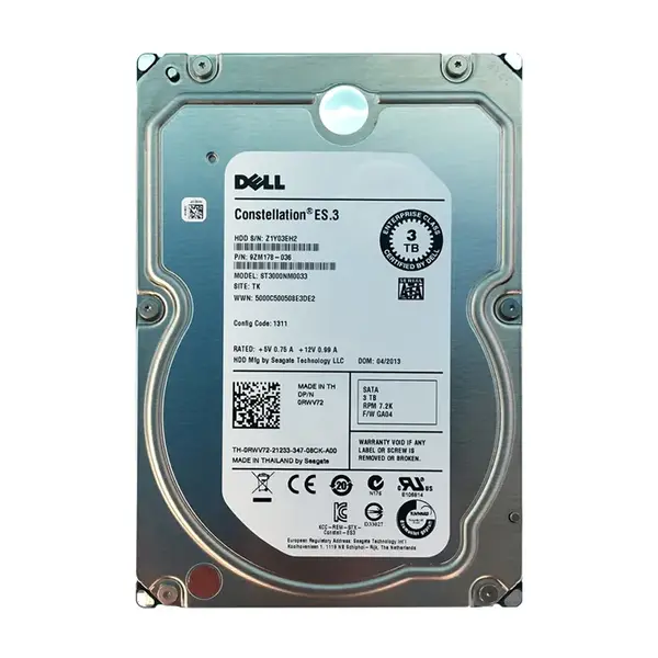 0RWV72 Dell 3TB 6Gb/s SATA 7200 3.5-Inch Hard Drive