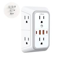 6-Outlet Surge Protector Wall Charger with 4 USB Ports Multi Plug for Home, Office, Travel--Without Night Light Power Strip E...
