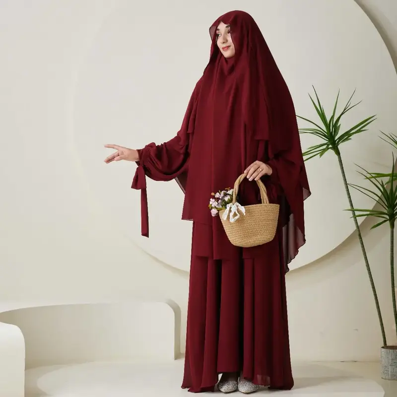 Chiffon Butterfly Sleeve Khimar Set – 2-Piece Hajj Outfit (NCS009)
