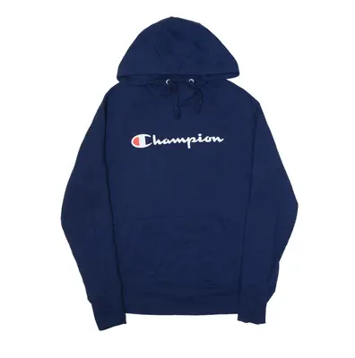 CHAMPION High Neck Hoodie Blue Pullover Mens S