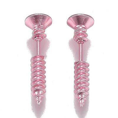 PVD Vacuum Plating 304 Stainless Steel Unisex Punk Hip-hop Rock Nail Shape Screw Pierced Stud Earrings