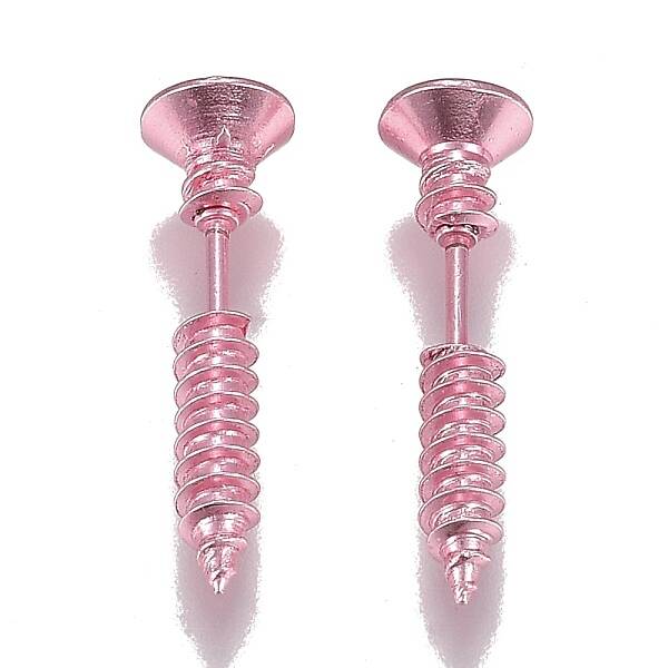 PVD Vacuum Plating 304 Stainless Steel Unisex Punk Hip-hop Rock Nail Shape Screw Pierced Stud Earrings