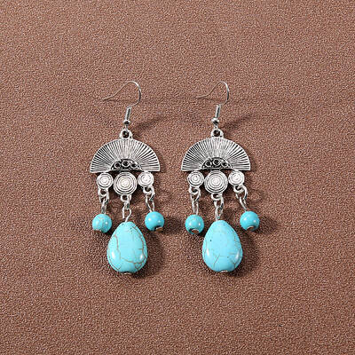 Bohemian tassel turquoise earrings