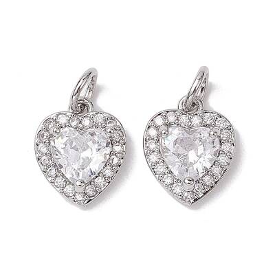 Valentine's Day Brass Micro Pave Clear Cubic Zirconia Charms