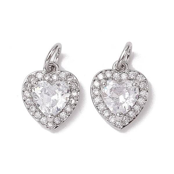 Valentine's Day Brass Micro Pave Clear Cubic Zirconia Charms