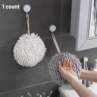 Random Color Soft Hand Towel Ball, Hanging Absorbent Hand Towel, Modern Hanging Towel For Kitchen Bathroom , Home Accessories