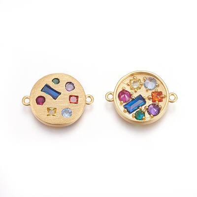 Brass Micro Pave Cubic Zirconia Links